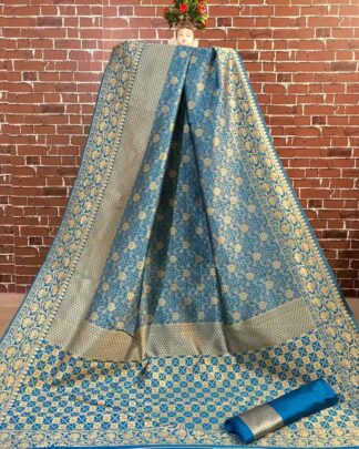 Sky Blue Festival Wear Banarasi Silk Saree