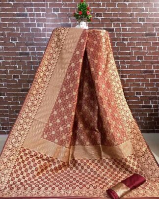Maroon Festival Wear Banarasi Silk Saree