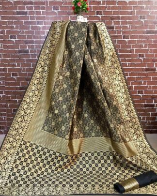 Black Wedding Wear Banarasi Silk Saree