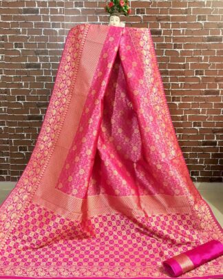 Magenta Wedding Wear Banarasi Silk Saree