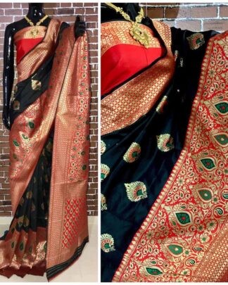 Black Wedding Wear Banarasi Silk Saree