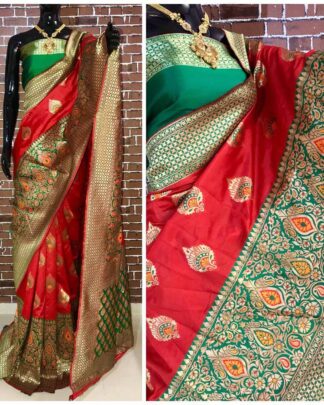 Red Wedding Wear Banarasi Silk Saree
