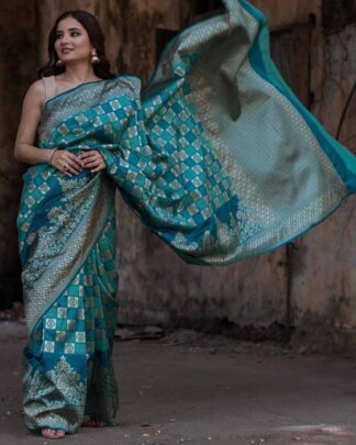 Blue Wedding Wear Banarasi Silk Saree
