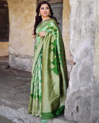 Green Wedding Wear Banarasi Silk Saree