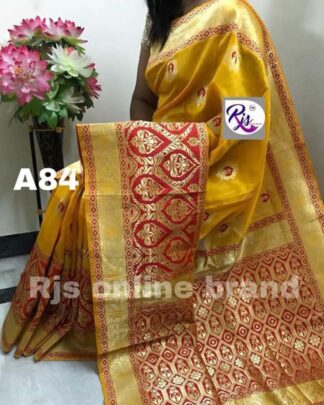 Yellow Wedding Wear Banarasi Silk Saree