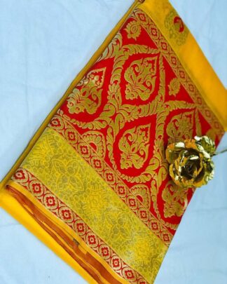 Yellow Wedding Wear Banarasi Silk Saree