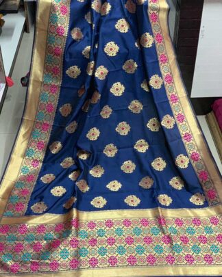 Blue Wedding Wear Banarasi Silk Saree