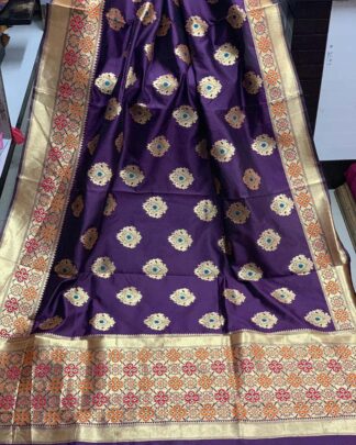 Purple Wedding Wear Banarasi Silk Saree