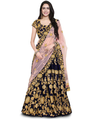 Dignified Embroidered Navy Lehenga Choli