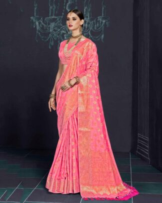 Transcendent Peach Silk Saree