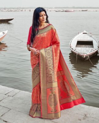 Attractive Beige And Black Silk Saree