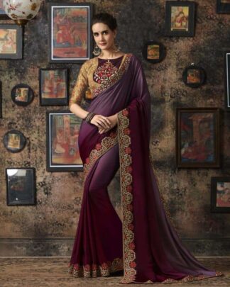 Glossy Gold Fancy Georgette Silk Saree