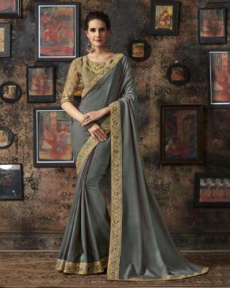 Dilettante Peach Dola Silk Two Tone Saree