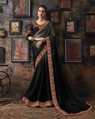 Vivacious Gray Fancy Georgette Silk Saree
