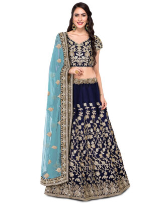 Intrinsic Embroidered Blue Lehenga Choli
