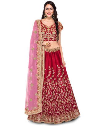 Celestial Embroidered Dark Pink Lehenga Choli
