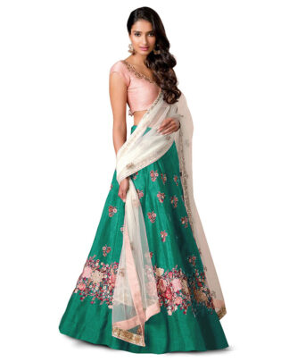 Invigorating Embroidered Green Lehenga Choli