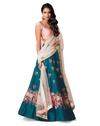 Topnotch Embroidered Sea Green Lehenga Choli