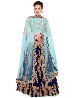 Topnotch Embroidered Blue Lehenga Choli