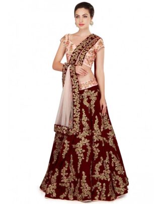 Honourable Embroidered Maroon Lehenga Choli