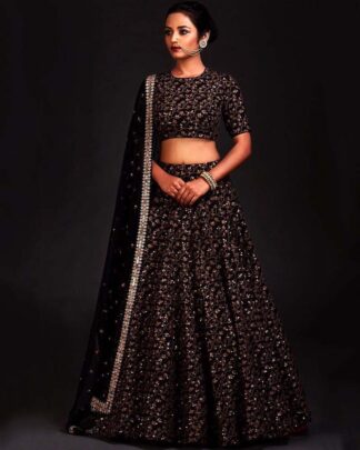 Transcendent Embroidered Black Lehenga Choli