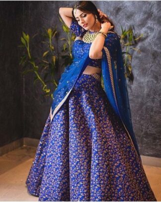 Glamorous Embroidered Blue Lehenga Choli