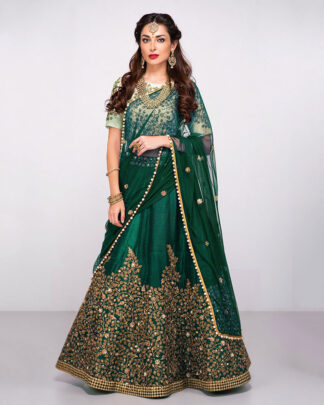 Striking Embroidered Green Lehenga Choli