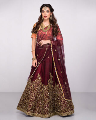 Aspiring Embroidered Maroon Lehenga Choli