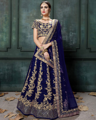 Voguish Embroidered Blue Lehenga Choli