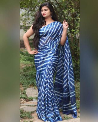 Sophisticated Sky Blue Soft Cotton Saree With Satin Border