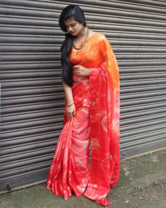 Intrinsic Brown Soft Cotton Saree With Satin Border