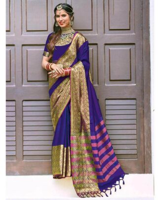 Blue Pure Silk Cotton Saree