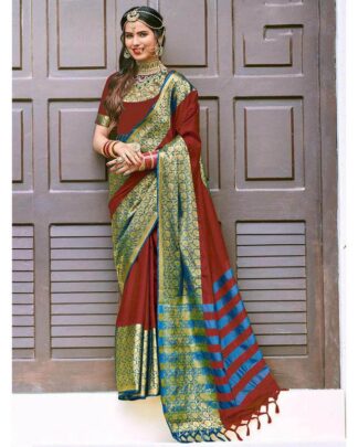 Red Pure Silk Cotton Saree