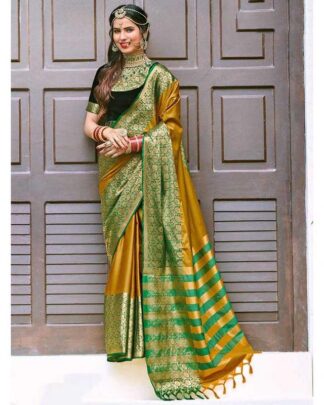 Mustard Pure Silk Cotton Saree