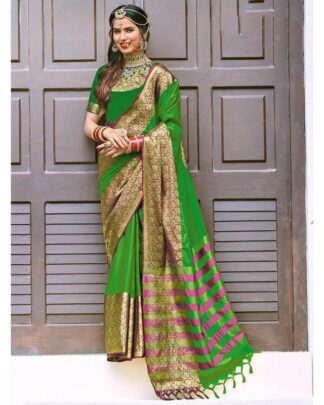 Light Green Pure Silk Cotton Saree