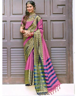 Pink Pure Silk Cotton Saree