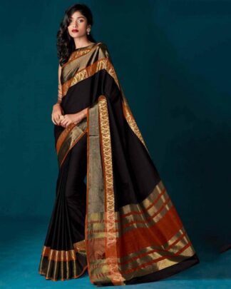 Black Pure Cotton Silk Saree